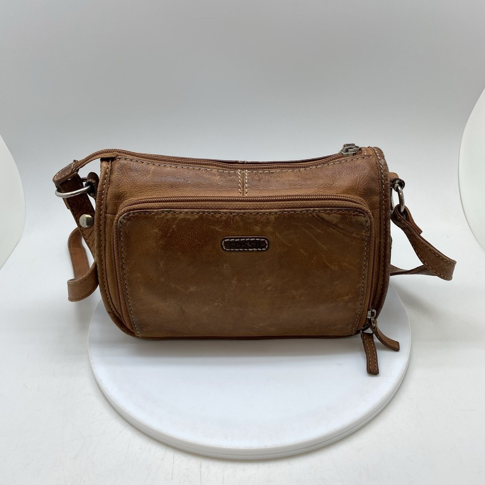 Vintage Fossil Leather Crossbody Shoulder Hand Bag Purse Brown